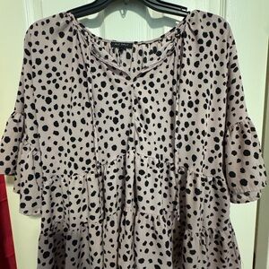 Women's Polka Dot Top - Black and Cream